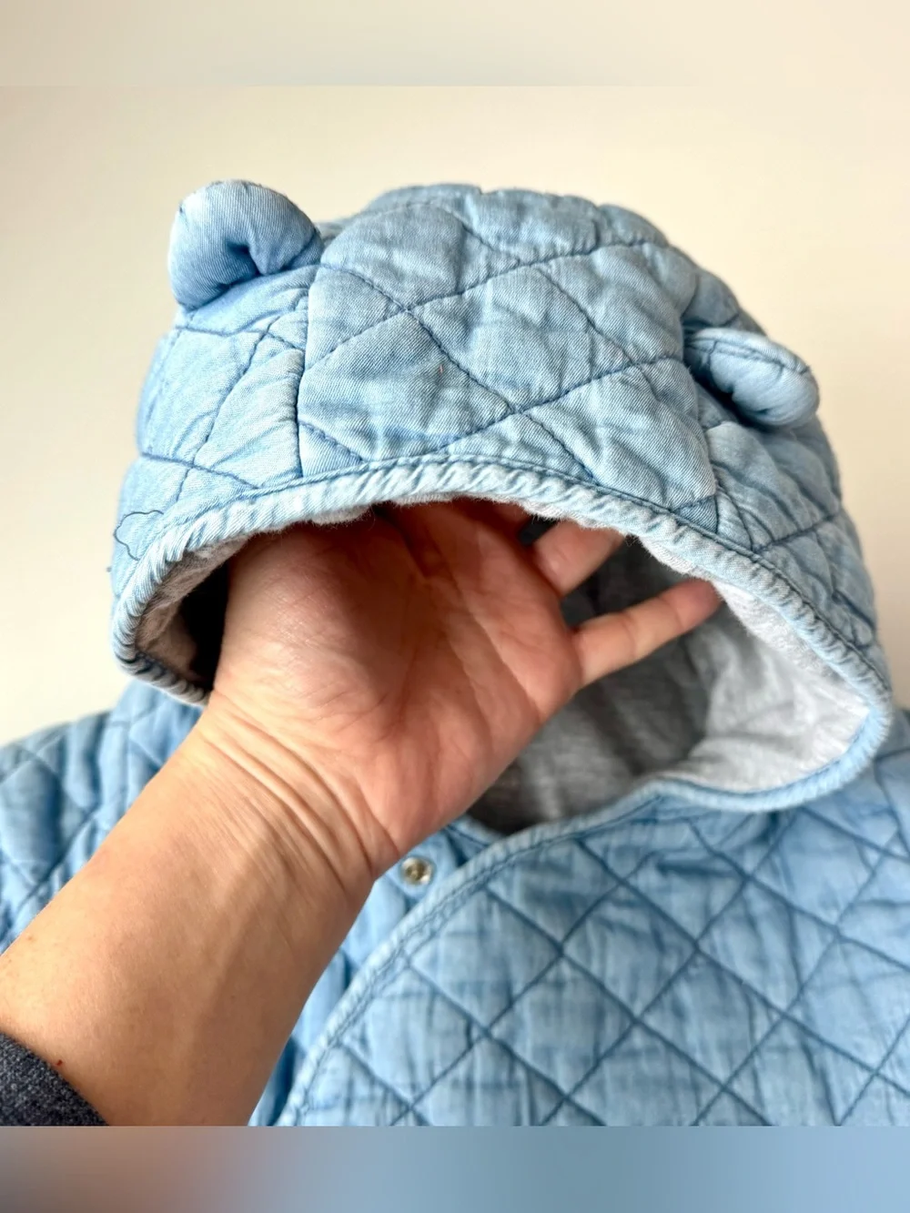 Baby GAP 6-12 Months Quilted Chambray Bunting One Piece  Babies Snowsuit Blue